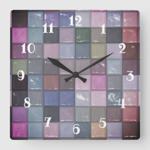 Multi-coloured Mosaic Squares Square Wall Clock