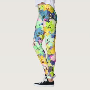 Multi Coloured Orchid Mosaic,   Leggings
