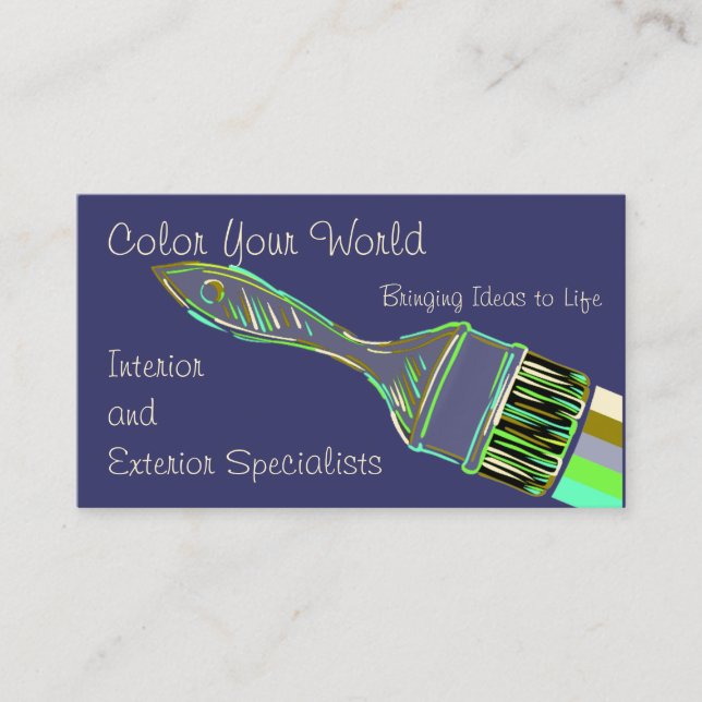 Multi Coloured Paint Brush and Paint Business Card (Front)