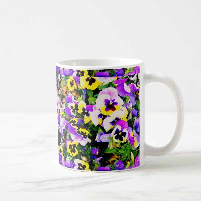 multi-coloured pansy flowers mug (Right)