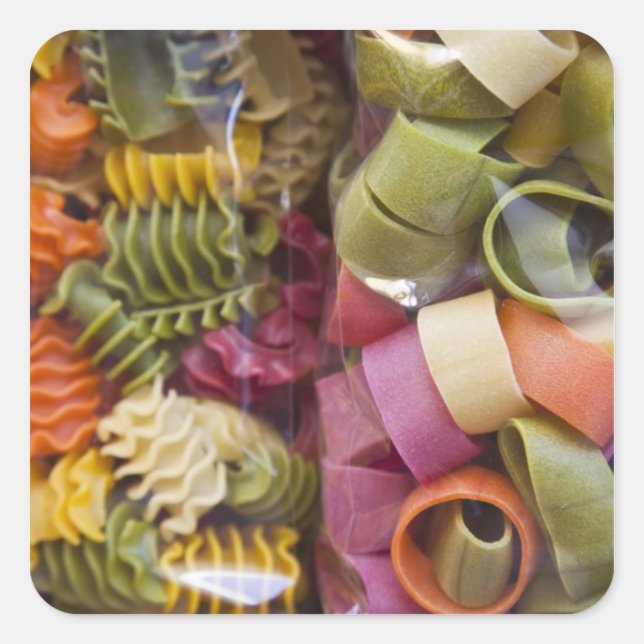 Multi coloured pasta, Torri del Benaco, Verona Square Sticker (Front)