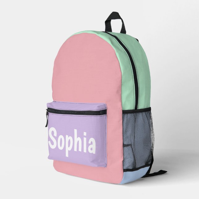 Multi-Coloured Pastels Personalized  Printed Backpack (Back Corner Right)