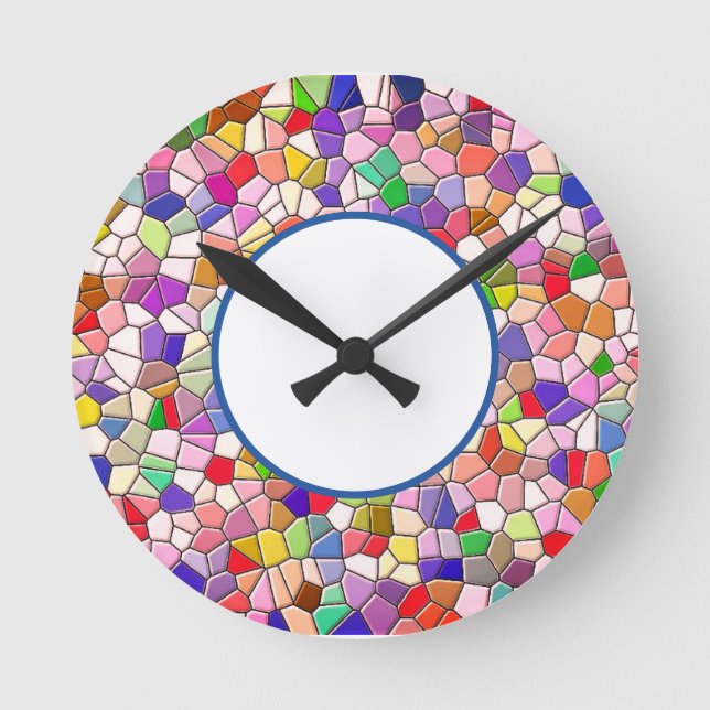 Multi Coloured Pattern Round Acrylic Wall Clock (Front)