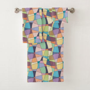 Multi-Coloured Patterned Bath Towel Set