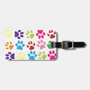 Multi-Coloured Paw Prints Luggage Tag