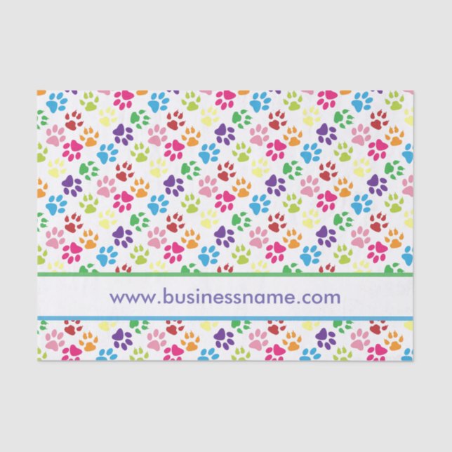 Multi-Coloured Paw Prints Tissue Paper (Front)