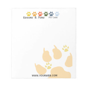 Multi Coloured Paws Pet Animal Care  Services Notepad