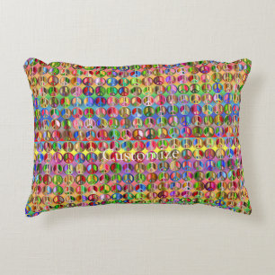 multi-coloured peace symbols pattern accent pillow
