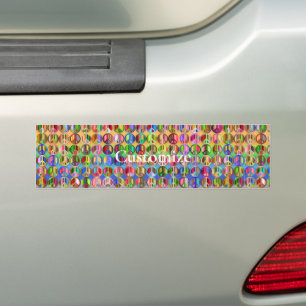 multi-coloured peace symbols pattern bumper sticker