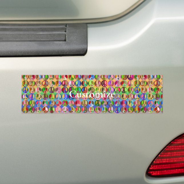 multi-coloured peace symbols pattern bumper sticker (On Car)