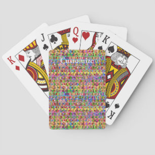 multi-coloured peace symbols pattern playing cards