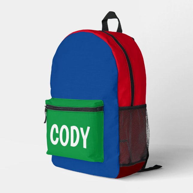 Multi-Coloured Personalized  Printed Backpack (Back Corner Right)