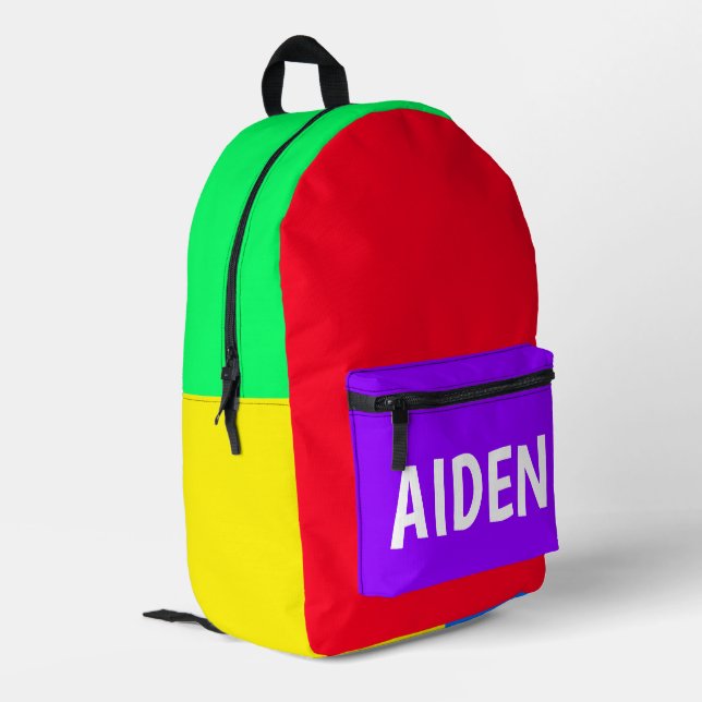 Multi-Coloured Personalized  Printed Backpack (Back Corner Left)