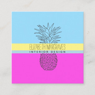 Multi Coloured Pineapple Interior Designer Square Business Card