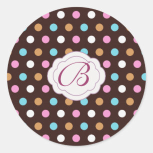 Multi - coloured polka dot Monogram Gift Tag Label