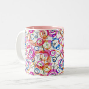 Multi-coloured polka dots, circles on a white Two-Tone coffee mug