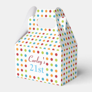 Multi-Coloured Polka Dots Custom 21st Birthday Favor Box