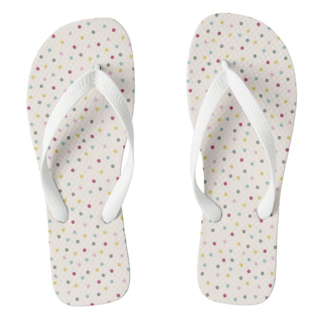 Multi-Coloured Polka Dots Flip Flops (Footbed)