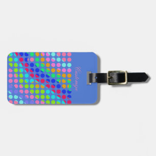 multi-coloured polka dots luggage tag