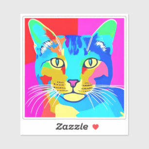 Multi Coloured Pop Art Cat Portrait  