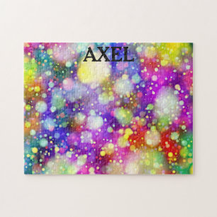 Multi coloured puzzle with personalized kids name.