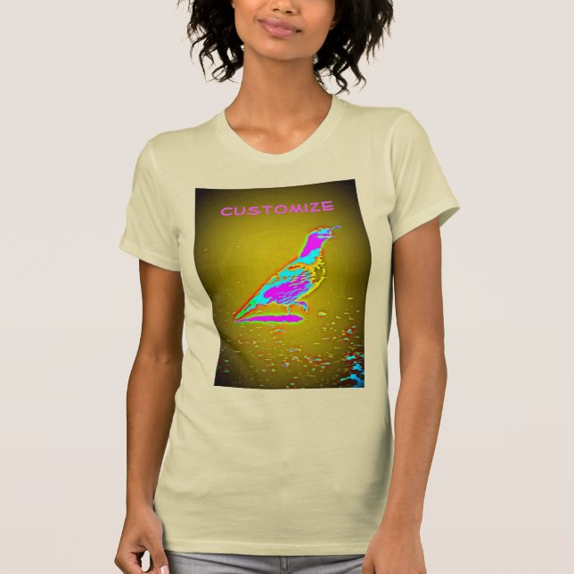 Multi-coloured quail design  T-Shirt (Front)