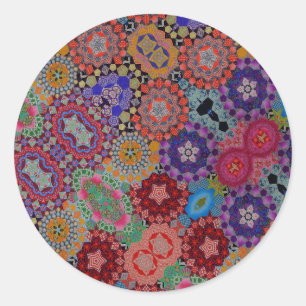 Multi-coloured Quilt Pattern Classic Round Sticker