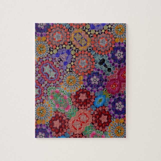 Multi-coloured Quilt Pattern Jigsaw Puzzle (Vertical)