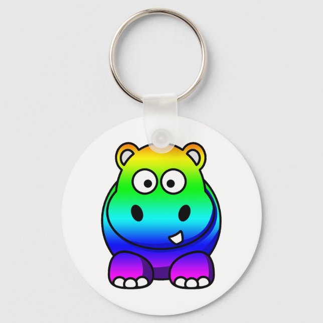 Multi Coloured , Rainbow Hippo Keychain (Front)