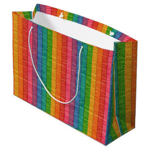 Multi-Coloured Rattan Pattern Gift Bag