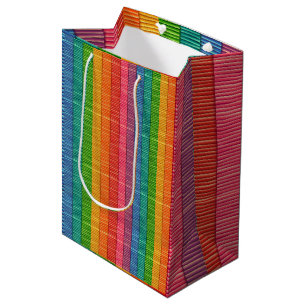 Multi-Coloured Rattan Pattern Tall Gift Bag