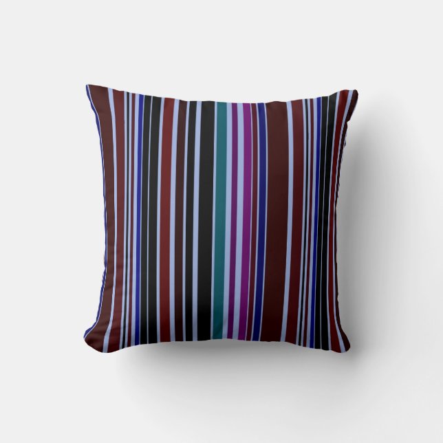 Multi Coloured Retro Stripes Art Design Abstract Throw Pillow (Front)
