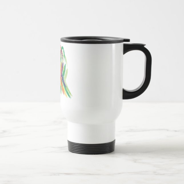 Multi-Coloured Ribbons for Awareness Travel Mug (Right)
