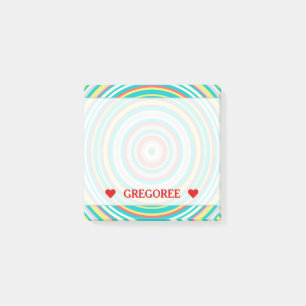 Multi-Coloured Ring/Circle Pattern & Custom Name Post-it Notes