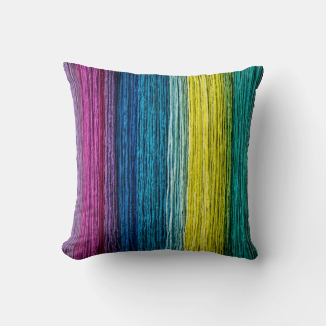 Multi Coloured Rope Double Sided 2 Patterns Throw Pillow (Front)