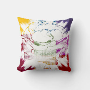 Multi Coloured Rose Paint Art Design Abstract Throw Pillow