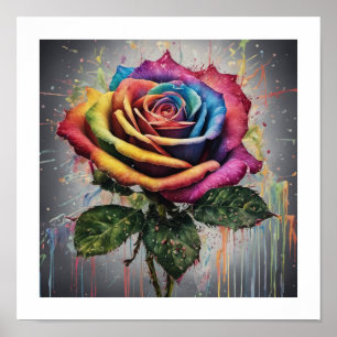 Multi-coloured Rose Poster