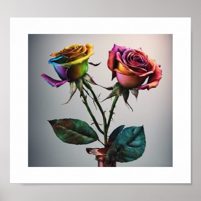 Multi-Coloured Rose Poster (Front)