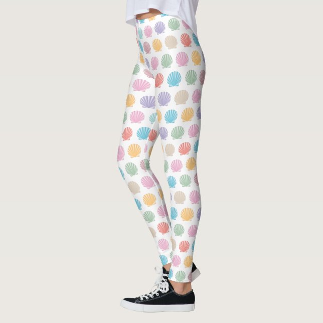 Multi-coloured Scallop Clam Seashell Leggings (Left)