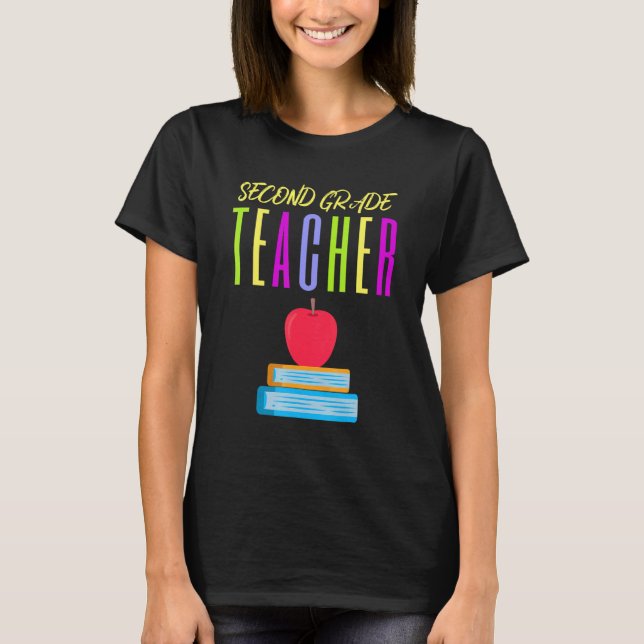 Multi Coloured Second Grade Teacher T-Shirt (Front)