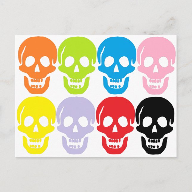 multi coloured skulls postcard (Front)