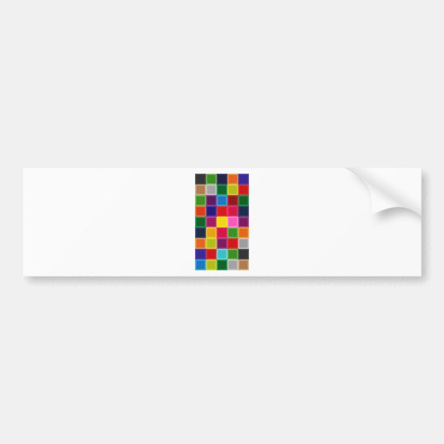 Multi Coloured Squares and Stripes Girly Bumper Sticker (Front)
