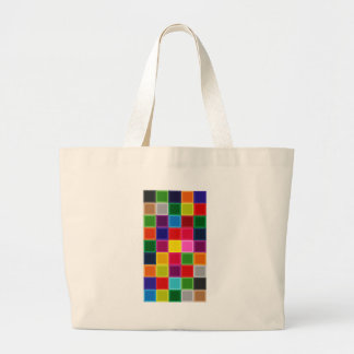 Multi Coloured Squares and Stripes Girly Large Tote Bag