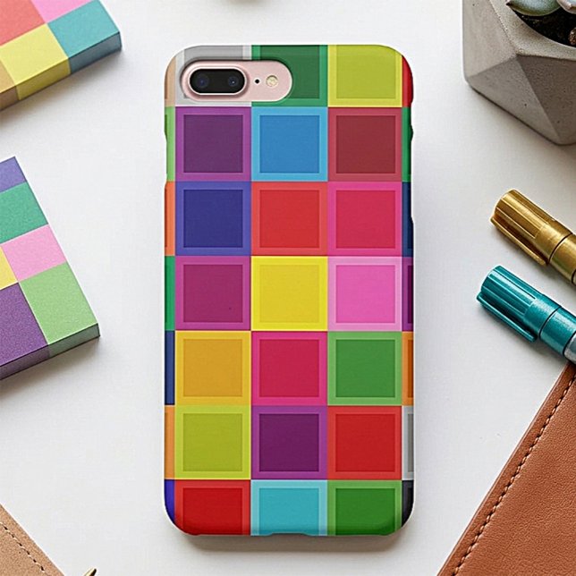 Multi Coloured Squares Girly iPhone 7 Plus Case (Creator Uploaded)