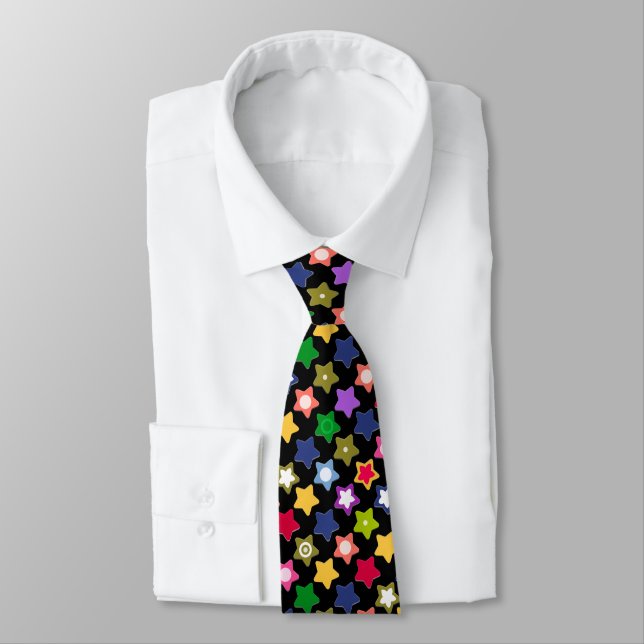 Multi-coloured stars neck tie (Tied)