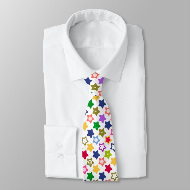 Multi-coloured stars tie (Tied)