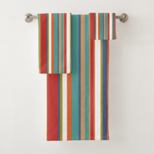 Multi Coloured Stripe Pattern  Bath Towel Set