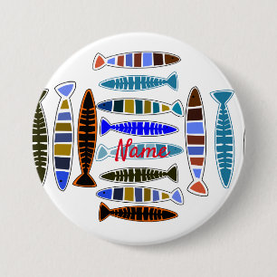 Multi-coloured striped fish Thunder_Cove 3 Inch Round Button