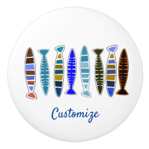 Multi-coloured striped fish Thunder_Cove  Ceramic Knob