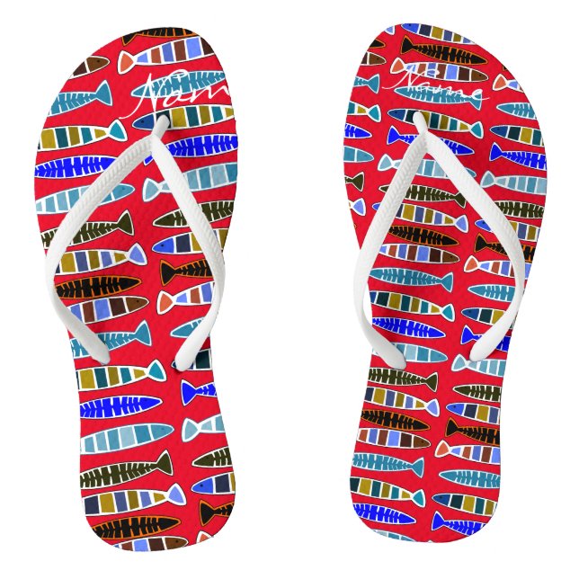 Multi-coloured striped fish Thunder_Cove  Flip Flops (Footbed)